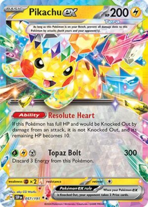 Pikachu ex - 057/191 - SV08: Surging Sparks  NM