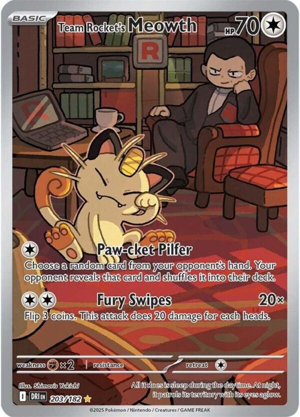 Team Rocket's Meowth - 203/182 - SV10: Destined Rivals NM